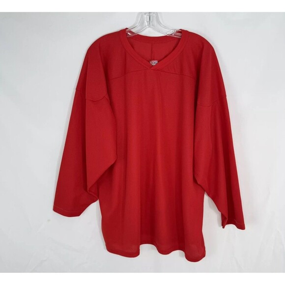 Vintage CCM Air-Knit Red BLANK Hockey Jersey Mens XL Canada Made - Picture 2 of 16